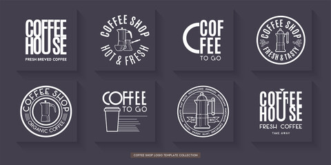 Coffee shop logo design set. Vector illustration for advertising.