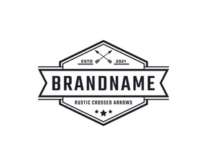 Classic Vintage Retro Label Badge for Crossed Arrows Rustic Hipster Stamp Logo Design Inspiration