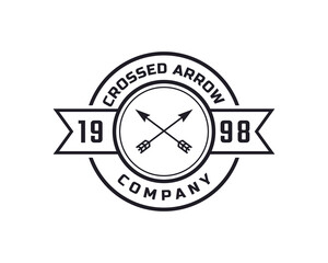 Classic Vintage Retro Label Badge for Crossed Arrows Rustic Hipster Stamp Logo Design Inspiration