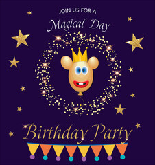 Fototapeta premium Birthday party card violet