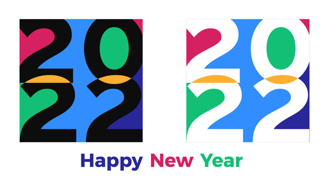set of modern minimalist poster designs, concept of 2022 Happy New Year. templates with typography. banners and social media.
