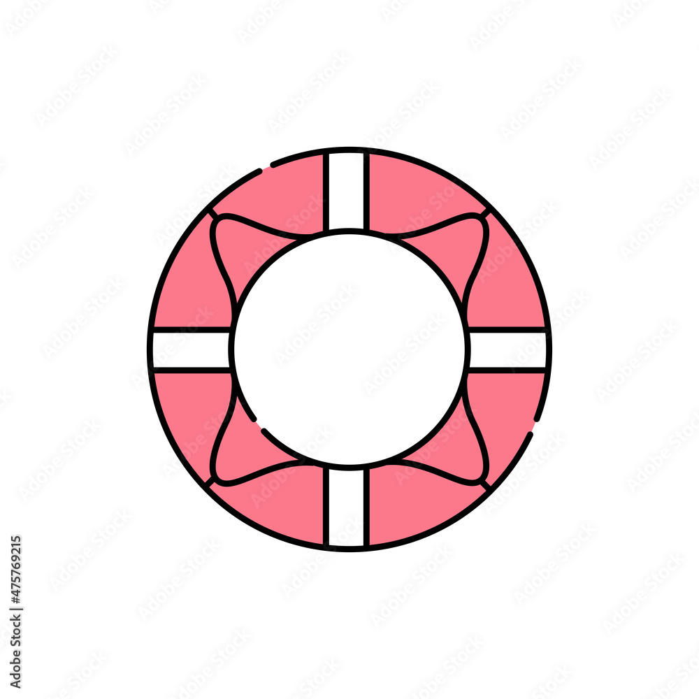Poster lifebuoy color line icon. isolated vector element.