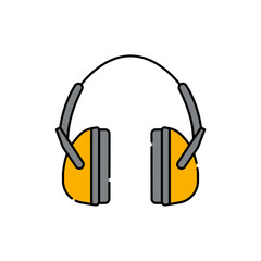 Protective headphones color line icon. Isolated vector element.