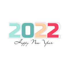 Happy New Year 2022 text design. Cover of business diary for 2022 with wishes. Brochure design template, card, banner. Vector illustration. Isolated on white background.	