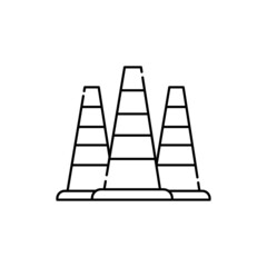 Traffic cones color line icon. Isolated vector element.