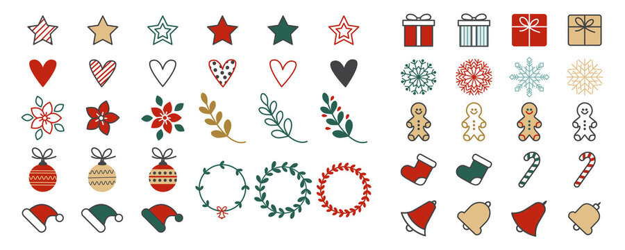 Christmas elements collection. Christmas set icons. Stock vector design