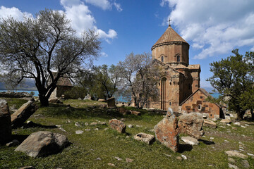Fototapeta na wymiar Church of the Holy Cross (Cathedral of the Holy Cross) (Akdamar Kilisesi) on Akdamar Island, Lake Van, Eastern Anatolia, Turkey