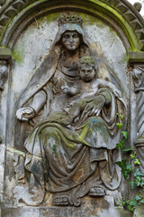 Historic Statue on the mystery old Prague Cemetery, Czech Republic