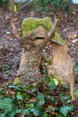 Historic Statue on the mystery old Prague Cemetery, Czech Republic