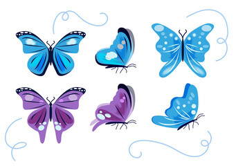 Obraz na płótnie Canvas Set of beautiful Butterflies