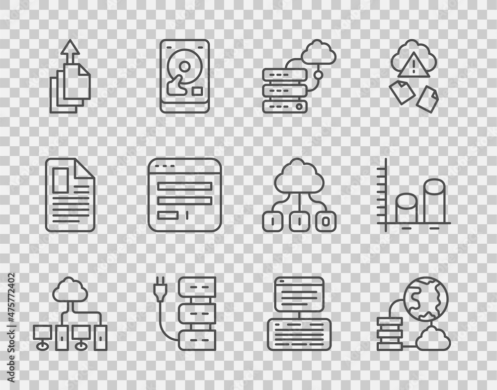 Poster set line computer network, network cloud connection, server, data export, browser window, data, web 
