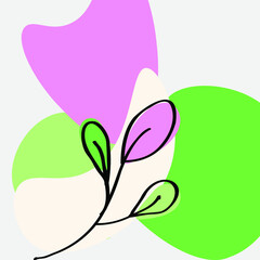 Botanical and pastel abstract wall minimalist arts vector collection.
