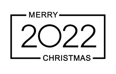 Merry Christmas and Happy New 2022 Year. Minimalistic text. Isolated vector illustration.