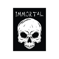 skull immortal,hand drawn illustrations. for the design of clothes, jackets, posters, stickers, souvenirs etc.