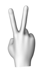 Three-dimensional model of human hand isolated on white background. 3D illustration.