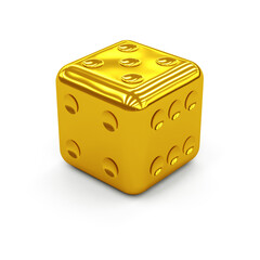 Golden dice on white background. 3d illustration.