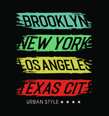 brooklyn new york los angeles texas vector typography graphics print etc