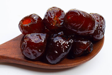 Sweet chinese jujube dessert on white background.