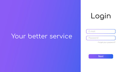 The login form for the website. The user interface template. Vector illustration.