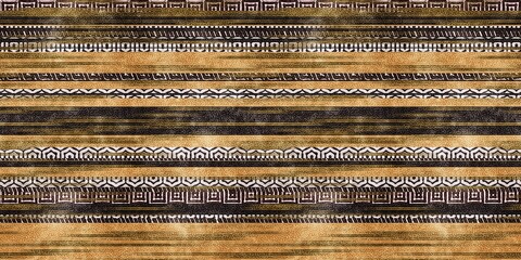 Seamless tribal ethnic stripe grungy border surface pattern design for print. High quality illustration. Faded rug or carpet like cover graphic tile. Thick lines filled with interesting geo textures.