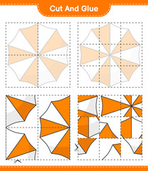 Cut and glue, cut parts of Beach Umbrella and glue them. Educational children game, printable worksheet, vector illustration
