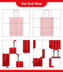 Cut and glue, cut parts of Travel Bag and glue them. Educational children game, printable worksheet, vector illustration