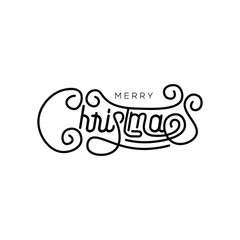 Merry Christmas hand lettering isolated on white background. Holiday Vector illustration element. Xmas script calligraphy