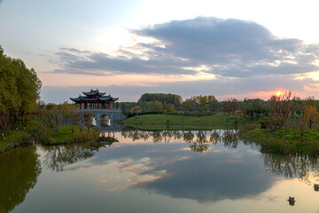 Obraz premium Stunning views of wetland Park in autumn