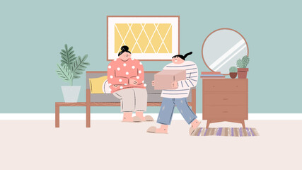 Fototapeta premium women in the living room