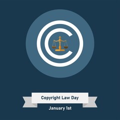 Vector Court Scales, and copyright icons, perfect for posters, banners, Copyright law day greeting cards.