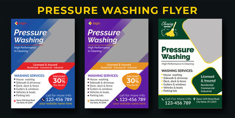 Pressure and Power Washing Flyer template, window washing flyer Deck and Sidewalk Cleaning flyer