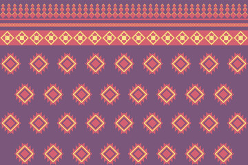 ethnic pattern with geometric in red and purple color for fabric