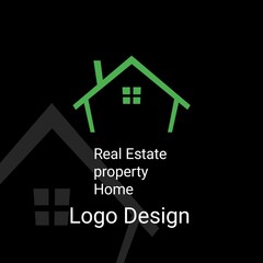 Green icon Real Estate Property Home Logo Design For companies logo Black background
