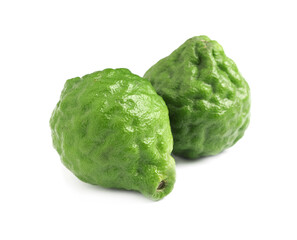 Fresh ripe bergamot fruits on white background