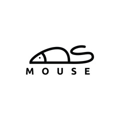 mouse computer line art logo design vector
