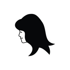beautiful girl black long hair silhouette logo design vector illustration