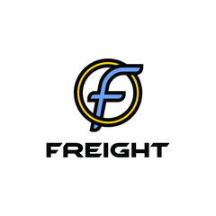 letter f freight shipping flight transportation logo design vector 