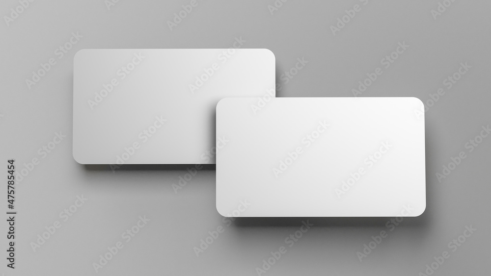 Sticker 3d rendering of realistic blank business cards for mockup