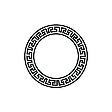 blank ancient greek Circle Emblem Badge Pattern Frame Leaf Wreath sign symbol logo design vector illustration