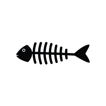 bone spine fish silhouette logo design vector illustration