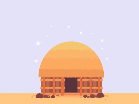 Vector illustration of traditional house of Papua Indonesia. Rumah Honai vector illustration