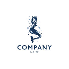 Mermaid Shilouette Logo Vector Realistic