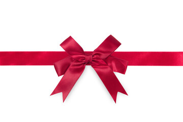 shiny red satin bow isolated on white background