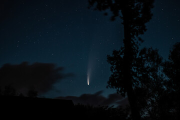 Scenic view of Comet C/2020 F3 (NEOWISE) in the night sky