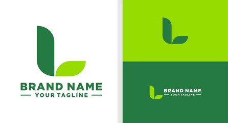 LETTER L LOGO LEAF MONOGRAM SIMPLE EDITABLE