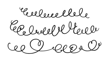 Squiggle and swirl lines. Set of hand drawn calligraphic swirls. Vector illustration in doodle style