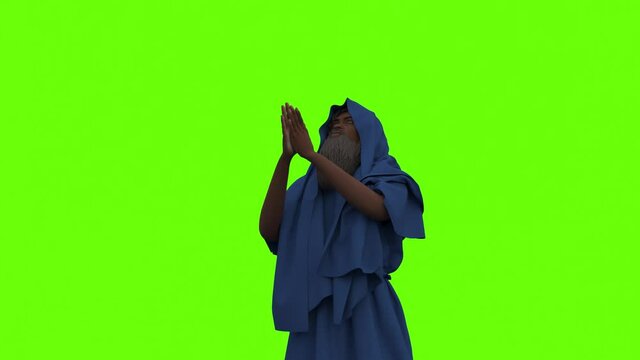 3d render of the patriarch Enoch praying to God, animation green screen