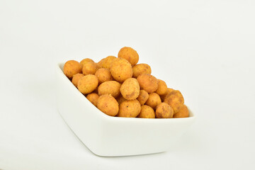 Coated Peanuts in Bowl, Spicy Snacks Namkeen
