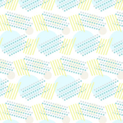 イエローブルーグレー系ドットとストライプのパターン素材