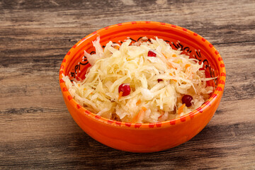 Sauerkraut with cranberry in the bowl